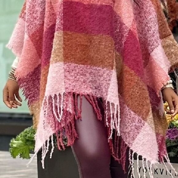 Plaid Pink and Brown Women's Sweater - Picture 1 of 2